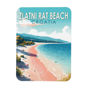 Zlatni Rat Beach Kroatien Reisen Vintag Magnet