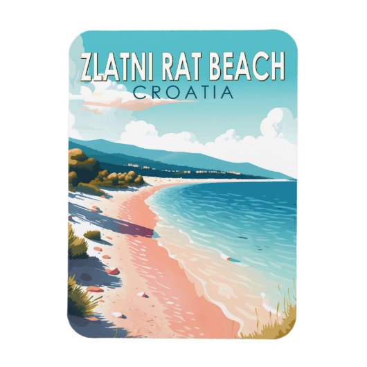 Zlatni Rat Beach Kroatien Reisen Vintag Magnet (Vertikal)