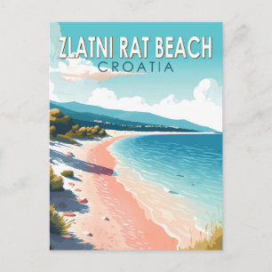 Zlatni Rat Strand Kroatien Reise Kunst Vintage Postkarte