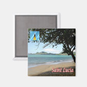zLC006 SAINT LUCIA, Vigie Beach, Amerika, Kühlschr Magnet (Vorderseite/Rückseite)