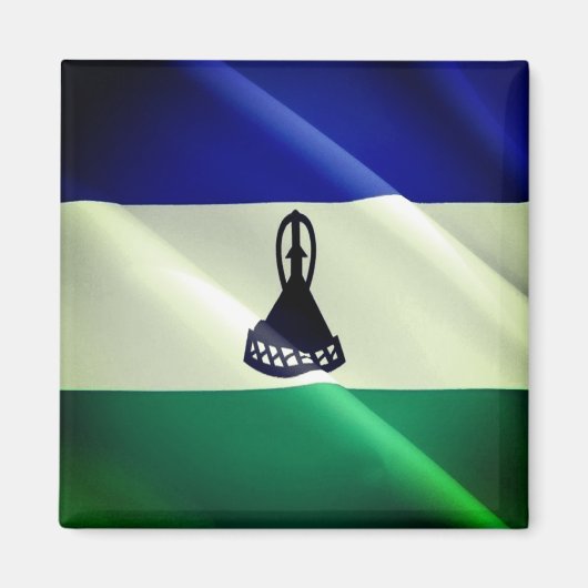 zLS002 LESOTHO, Waving Flag, Afrika, Kühlschrank Magnet (Vorne)