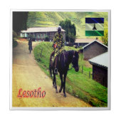 zLS003 LESOTHO, Basotho Blanket, Afrika, Fliese (Vorderseite)