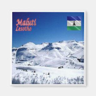 zLS007 MALUTI, Snow, Lesotho, Afrika, Kühlschrank Magnet