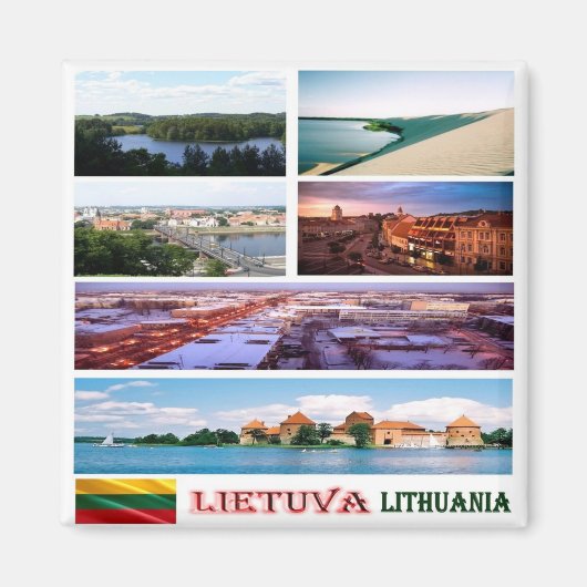zLT012 LITAUEN, Collage Mosaic, Kühlschrank Magnet (Vorne)