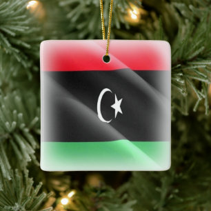 zLY002 LIBYA, Waving Flag Libanese, Afrika, Keramikornament