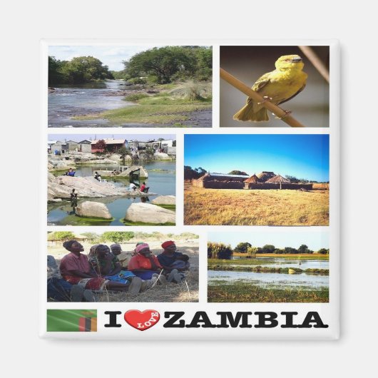ZM010 ZAMBIA I Liebe, Mosaik, Afrika, Kühlschrank Magnet (Vorne)