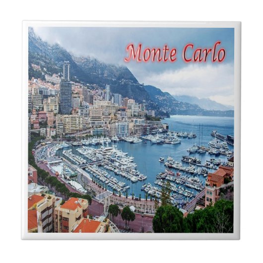 zMC018 MONTE CARLO Panorama, Monaco, Fliese (Vorderseite)