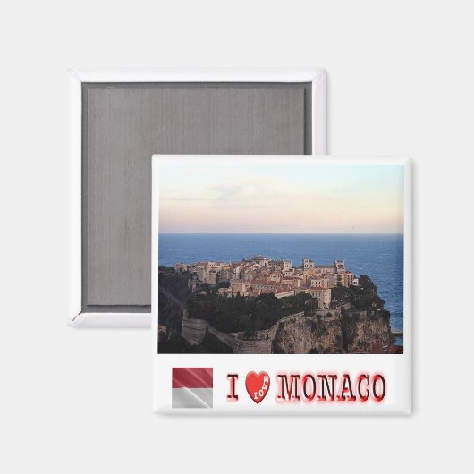 zMC024 VILLE MONACO wiew and "I LIEBE", Kühlschran Magnet (Vorderseite/Rückseite)