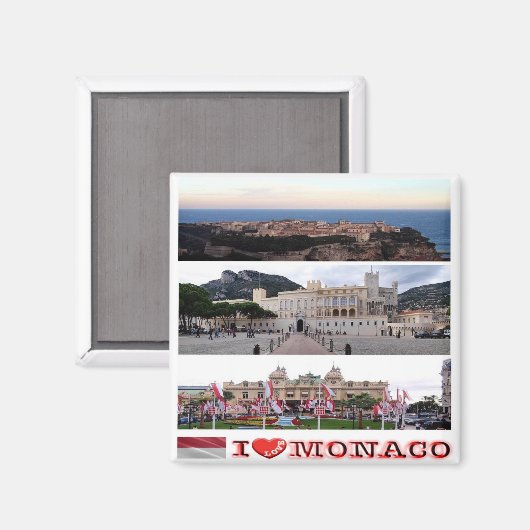 zMC034 MONACO Collage "I Liebe", Kühlschrank Magnet (Vorderseite/Rückseite)