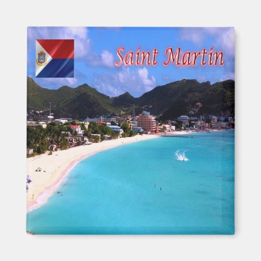 zMF010 SAINT MARTIN, Panorama, Amerika, Kühlschran Magnet (Vorne)