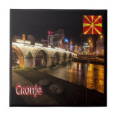 zMK006 SKOPJE Brücke Fluss Vardar, Fliese (Vorderseite)