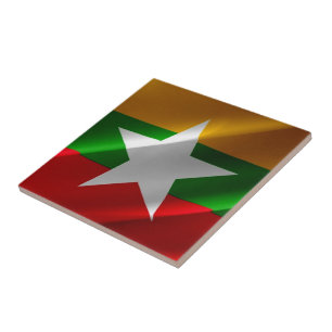 zMM002 schwingende birmanische FLAG Myanmar, Fliese