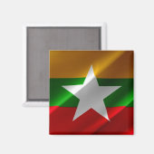 zMM002 waving birmanische FLAG Myanmar, Kühlschran Magnet (Vorderseite/Rückseite)