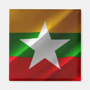 zMM002 waving birmanische FLAG Myanmar, Kühlschran Magnet