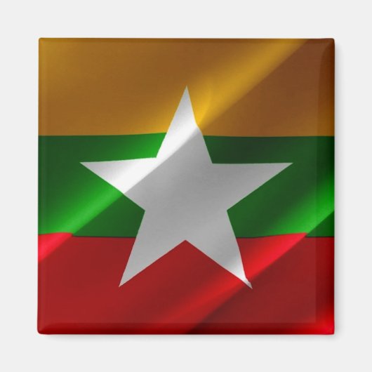 zMM002 waving birmanische FLAG Myanmar, Kühlschran Magnet (Vorne)