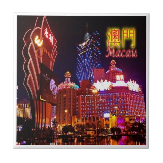 zMO011 CASINO LIGHTS, Macau oder Macao, Fliese (Vorderseite)