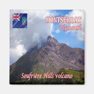 zMS004 MONTSERRAT Plymouth, Soufriere Hills Vulkan Magnet