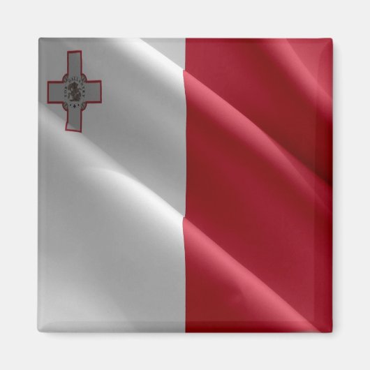 zMT002 MALTESE waving FLAG Malta, Kühlschrank Magnet (Vorne)
