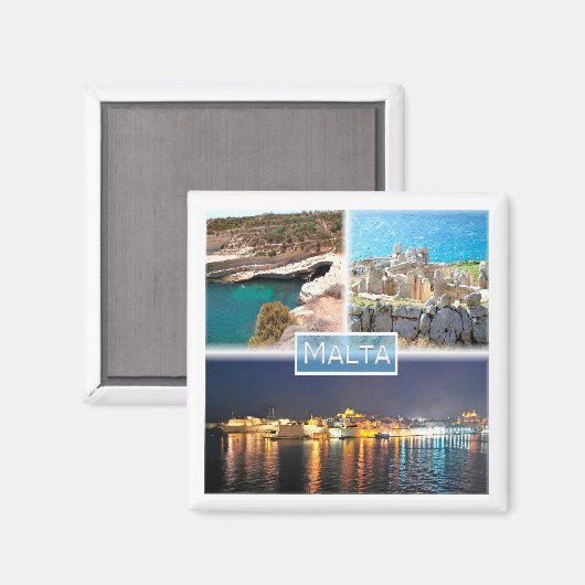 zMT003 PETER D POOL MNAJDRA BY NIGHT Malta, Kühlsc Magnet (Vorderseite/Rückseite)