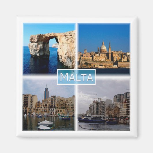 zMT004 LA VALLETTA SKYLINE, Malta, Kühlschrankmagn Magnet (Vorne)