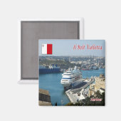 zMT014 IL BELT Hafen VALLETTA, Malta, Kühlschrank Magnet (Vorderseite/Rückseite)