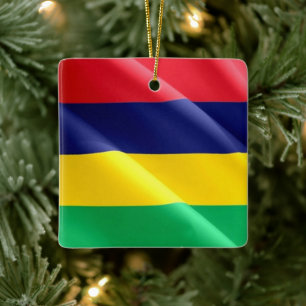 zMU002 MAURITIUS, Waving Flag, Afrika, Keramikornament