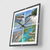 zMX003 CANCUN, Mosaik, Mexiko, Quadratische Wanduhr (Winkel)