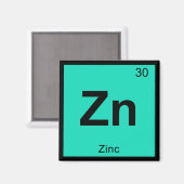 Zn - Zink Chemie - Periodischer Tabellensymbol Magnet (Vorderseite/Rückseite)