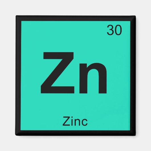Zn - Zink Chemie - Periodischer Tabellensymbol Magnet (Vorne)