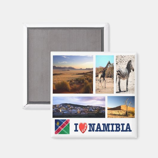 zNA009 NAMIBIA I Liebe, Mosaik, Afrika, Kühlschran Magnet (Vorderseite/Rückseite)