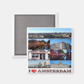 zNL012 AMSTERDAM "I Liebe", Kühlschrank Magnet (Vorderseite/Rückseite)