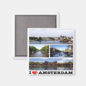 zNL014 AMSTERDAM "I Liebe", Collage, Kühlschrank Magnet (Vorderseite/Rückseite)