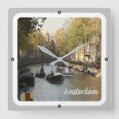 zNL017 AMSTERDAM schiffbarer Kanal, Quadratische Wanduhr (Vorderseite)