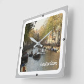 zNL017 AMSTERDAM schiffbarer Kanal, Quadratische Wanduhr (Winkel)