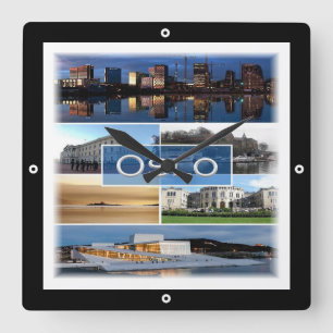 zNO006 OSLO, Norwegen, Europa, Quadratische Wanduhr