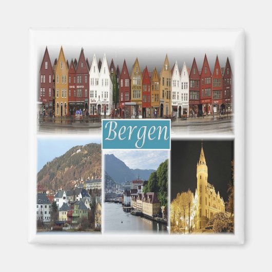 zNO009 BERGEN, Norwegen, Europa, Kühlschrank Magnet (Vorne)