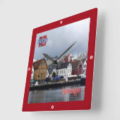 zNO010 STAVANGER, Norwegen, Quadratische Wanduhr (Winkel)
