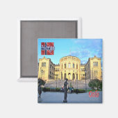 zNO045 OSLO Stortingsbygningen, Norwegen, Kühlschr Magnet (Vorderseite/Rückseite)