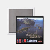 zNO132 REINE "I Liebe", Lofoten, Norwegen, Kühlsch Magnet (Vorderseite/Rückseite)