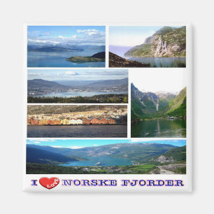 zNO168 NORSKE FJORDER " I Liebe", Norwegen, Kühlsc Magnet