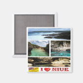 zNU003 NIUE I LIEBE, Mosaik, Ozeanien, Kühlschrank Magnet (Vorderseite/Rückseite)
