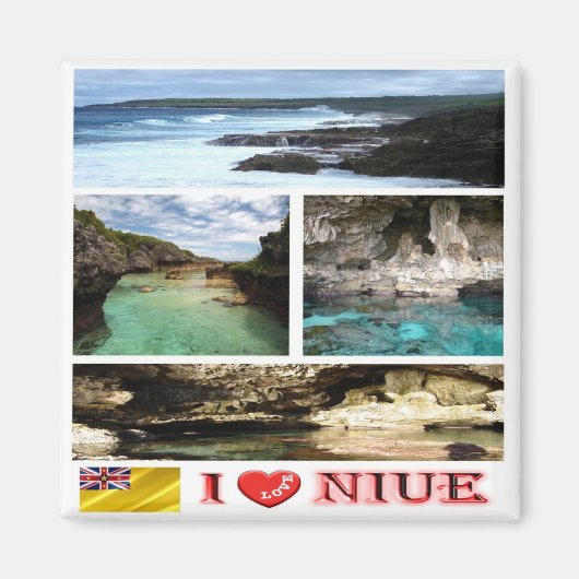 zNU003 NIUE I LIEBE, Mosaik, Ozeanien, Kühlschrank Magnet (Vorne)