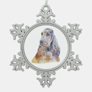 Zobel-Englisch Cocker spaniel Schneeflocken Zinn-Ornament