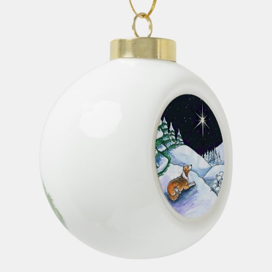 Zobel-englische Schäfer-Weihnachtsverzierung Keramik Kugel-Ornament (Links)