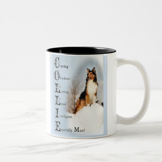 Zobel-raue Collie-Geschenke Zweifarbige Tasse (Rechts)