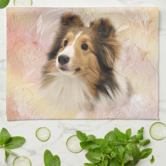 Zobel Sheltie stellen gegenüber Geschirrtuch (Gefaltet)