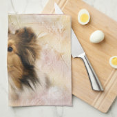 Zobel Sheltie stellen gegenüber Geschirrtuch (Viertel Falte)