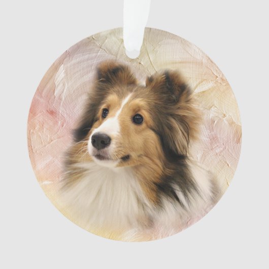 Zobel Sheltie stellen gegenüber Ornament (Vorderseite)