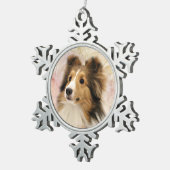 Zobel Sheltie stellen gegenüber Schneeflocken Zinn-Ornament (Rechts)