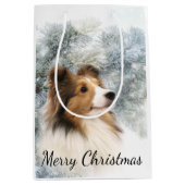 Zobel Sheltie Weihnachten Mittlere Geschenktüte (Vorderseite)